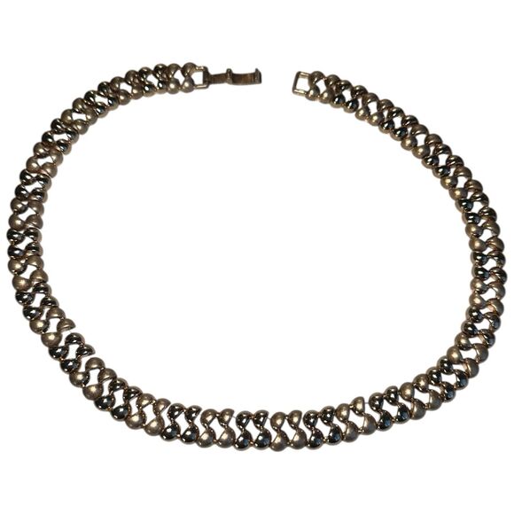 Vintage Gold Tone Woven Link Collar Necklace 19” Choker Statement Retro Glam - Picture 11 of 12